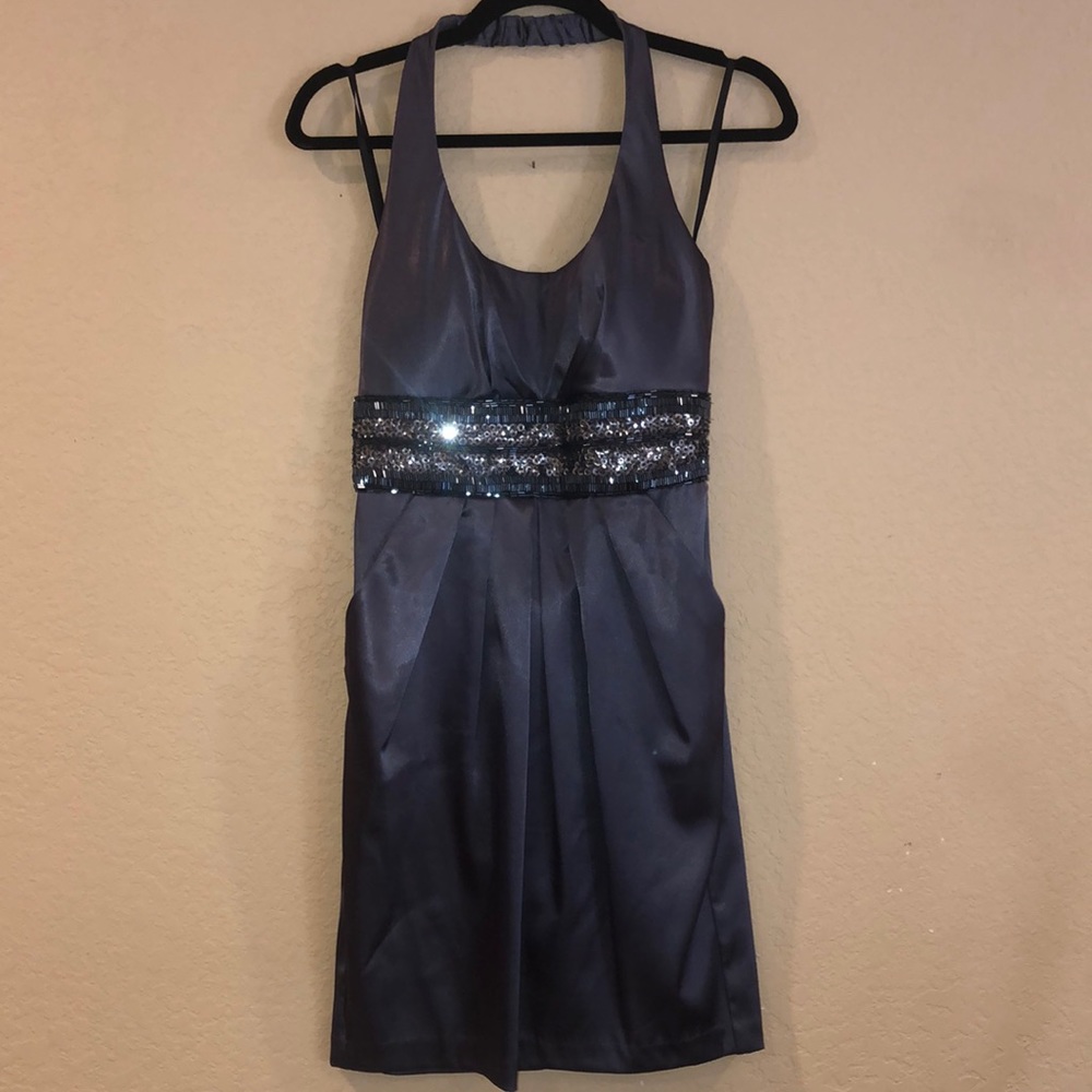 Size 6 dress blue gray satin dress barn